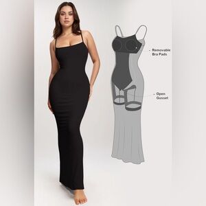 Black Bodycon Maxi Dress with Built-in Shapewear